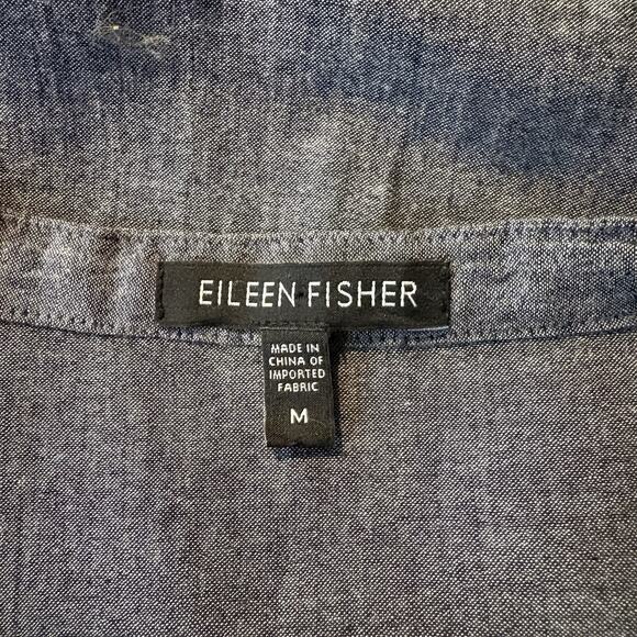 Eileen Fisher Cotton / Linen Blend Blue Chambray Tunic Top sz M - Picture 5 of 8